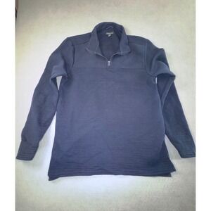 Toad&Co Mens Navy Blue Ribbed Organic Cotton Quarter Zip Pullover Sweater Large